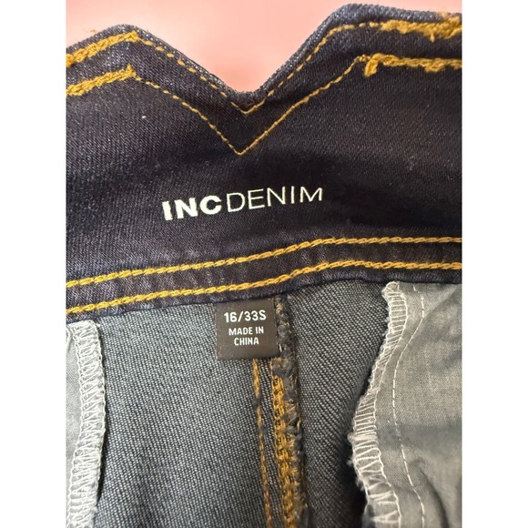 INC International Concepts Denim Wide Leg Cropped Jeans Womens‎ Size 16 33S Dark - Picture 2 of 8